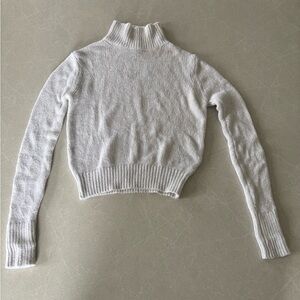 Wilfred Ivory Cropped Turtle Neck Mock Chenille Sweater Sz. XXS Minimalist Cozy